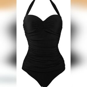 COCOSHIP Women's Skull Non-Split Swimsuit Halter Beach Swimwear Bathing Suit